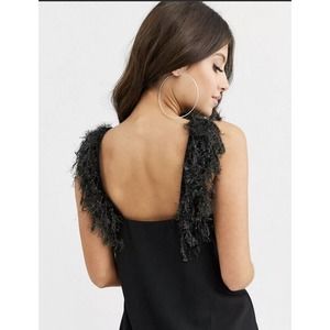 ASOS Feather Strap Tank Top US Sz 4 - Perfect For NYE! Some Shimmer In Straps.
